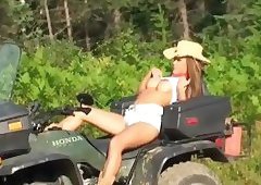 Gorgeous Ladyboy Gives Cumshot while Riding an ATV