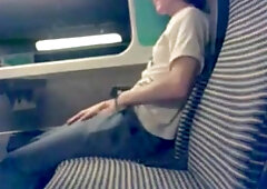 Horny Young Guy Wanks & Cums On Train