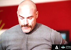 Milf boss Sheena Ryder and intern Melissa Stratton facefuck Charles Dera in oiled office threesome