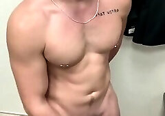 muscle stud caught jacking off in public dressing room