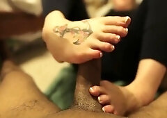 Foot fetish Handjob POV