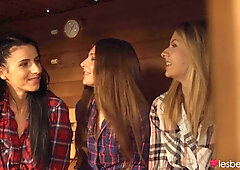 Sex In Sauna And Under Waterfall 1 - Lesbea