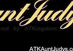 Elexis is greater quantity than comfortable getting off for Aunt Judy's members. Rubbing and fingering her unshaved snatch, that babe's hawt