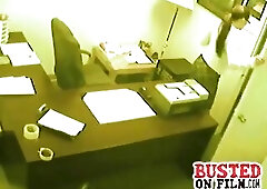 Sexy office playgirl receives fimed screwing her moist crack at her desk on office spy web camera
