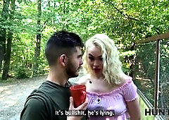 Young blonde babe was moaning so hard while Hunter fucked her outdoors