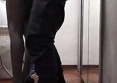 The mother i'd like to fuck with marvelous legs and hose irons and gets touched and drilled