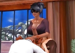 3D animated redhead gets filled by an enormous futa cock