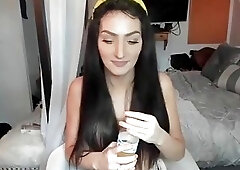 cute ts whips it out