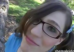 Kinky Tgirl Stefani Special have fun with dildo toys in solo masturbation