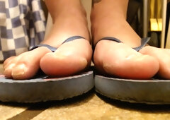 Full Nude Blue Flip Flops Toilet Farting