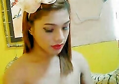 Blonde Tranny Self Sucks her Cock