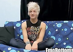 This sexy blonde punk twink is jerking his cock off