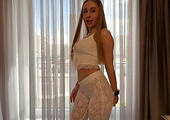 Brunette chick Space Lady gets her ass oiled and pussy fucked hard