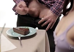 Chocolate Cake plating with Sperm