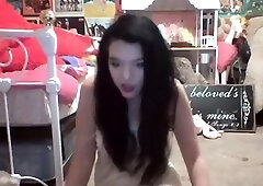Cute curly brunette solo webcam masturbation