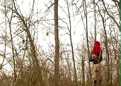 Skinny teen crossdresser solo outdoor