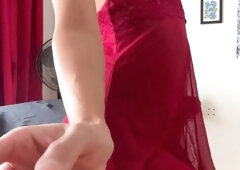 Slutty amateur teen GF jerking dick