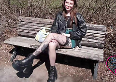 Euro Slut Fucked Good After Flashing in Public!