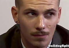 Ass-Fucked Brit office cub drains white jizm