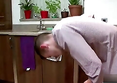 Big ass and boobs blonde MILF gets her pussy licked and fucked in the kitchen