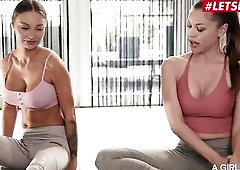 AGIRLKNOWS - Lesbo Yoga Teacher Seduces Str8 Hotty In Hawt Trio