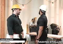 Muscular construction crew unleashes raw passion in a spitroast compilation