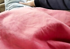 Masturbating Angel in Constricted Jeans with Large Natural Titties in the Car