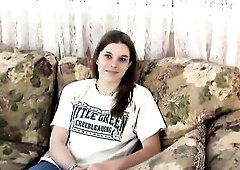 Youthful gal disrobes and shows off her charms on camera