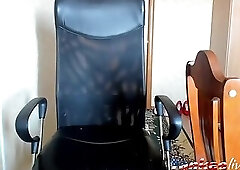 Big-Tit Russian Brunette Masturbates on Chair