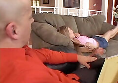 Young slut blowing big cock and getting pounded