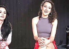 BDSM face strapon GF fingered and whipped by kinky master