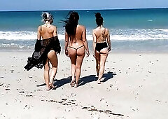 Nyssa Nevers, Tepmtress Raven Eve and Female-dominator Adara Jordin at the beach