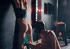 Filming sexy wife in latex and fishnets, spanked and teased during the time that bound to cross - Part 1 - Oslo&Chupa