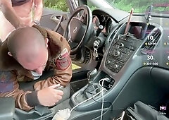 Eager trio worships my huge cock at a rest stop