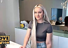Barbie Angel Recovers from Her Wild Night with Intense Cock Cleansing Before Taking Brutal Doggy Pounding and