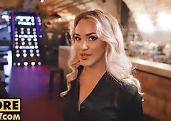 Blonde Cock Whore Deepthroats You and Your Buddy