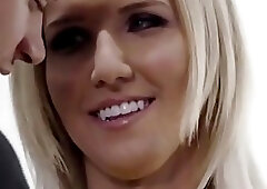 Gorgeous blonde shemale fucked by a guy after blowing him