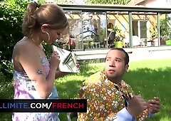 Young blonde babe gets anal sex in the garden - Blonde