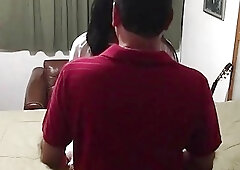 Cute amateur crossdresser jumps on the older dude's hard dick