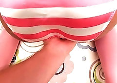 Cute little ladyboy Sunny blows a white dick in POV