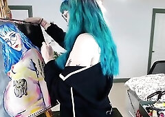 Painting a preggy self portrait