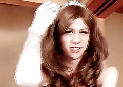 Grabbing that fat dick and masturbating it in her gown