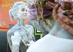 Tattoo model Anuskatzz gets teat piercings during the time that anal screw hardcore bizarre coarse sex SADOMASOCHISM fetish