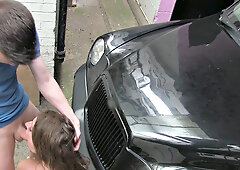 Watch this horny MILF teach Hung Stud a lesson in sex while getting her ass pounded in the car