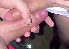 Femboys getting crazy at the public bathroom, cock rubbing and doing wet blowjobs on each other