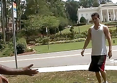 Two black dicks find a tight white ass to play with