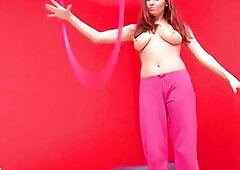 Hawt workout vibrator masturbation with a youthful large natural breast redhead teen.