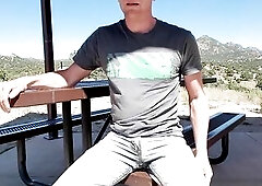 Public jeans urinate road travel throughout the mountains