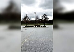 Satin Crossdresser walk outside with corset and Hubble petticoat