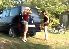 girl fucks car exhaust